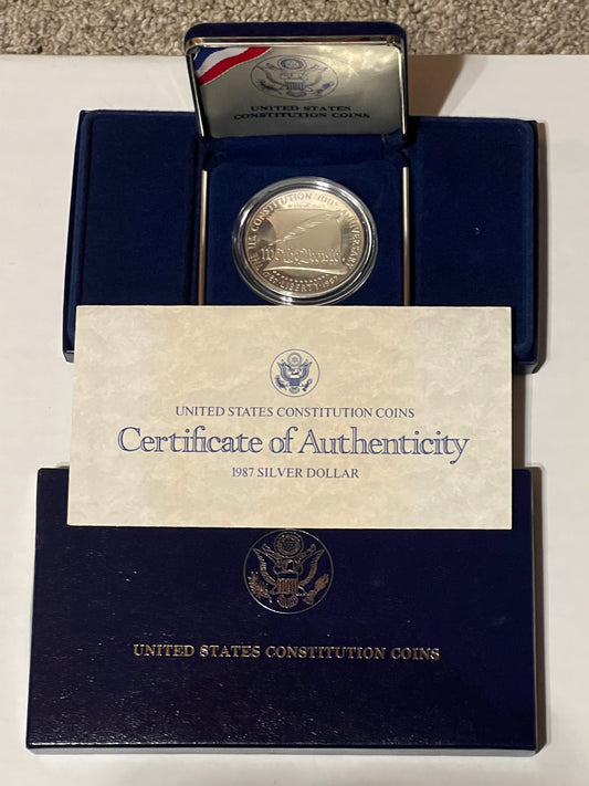 1987 Silver Dollar - U.S. Constitution - with COA