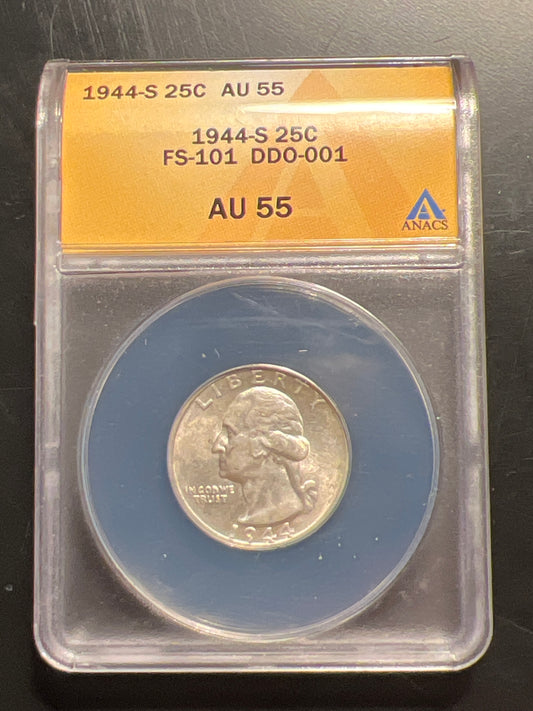 1944-S Washington Quarter AU 55 FS-101 DDO-001