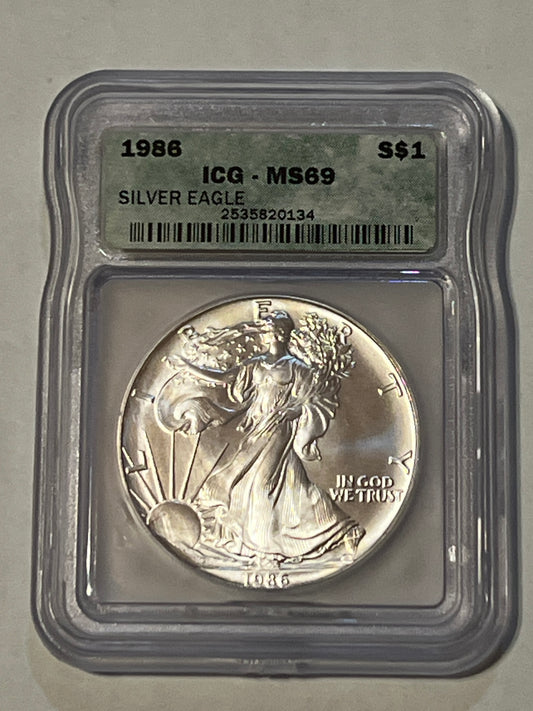 1986 Silver Eagle ICG-MS69