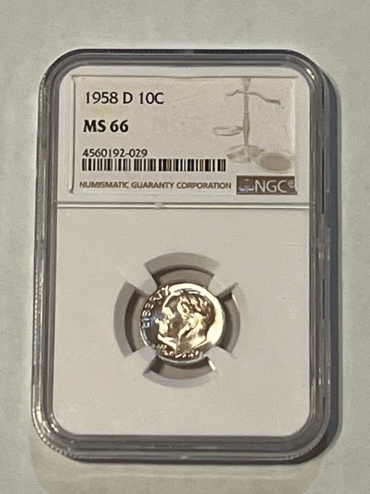 1958 D 10c Dime MS66